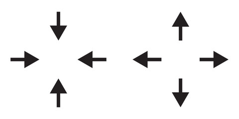  Inward and outward pointing symbols. Concentration and expansion concept. Vector illustration on white background in EPS 10.