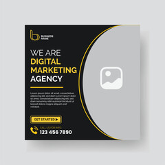 Modern Digital Marketing Agency Social Media Post For Business. Abstract Advertisement Square Web Post for Company Promotion.