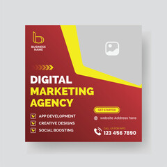 Modern Digital Marketing Agency Social Media Post For Business. Abstract Advertisement Square Web Post for Company Promotion.