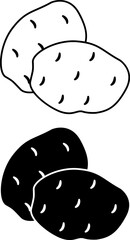 Potato icons. Black and White Vector Icons of Natural and Organic Products. Vegetarian food. Vegetables Concept