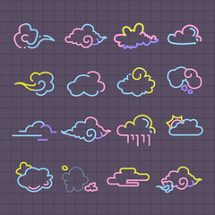 Obraz premium cute pastel clouds doodle element pack