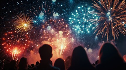 People watch beautiful fireworks show to celebrate Chinese lunar new year.