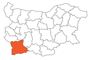 Obraz premium Outline of the map of the region of Bulgaria - Blagoevgrad District