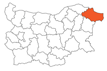 Obraz premium Outline of the map of the region of Bulgaria - Dobrich Region