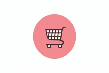 Flat logo of a shopping cart icon with pink background