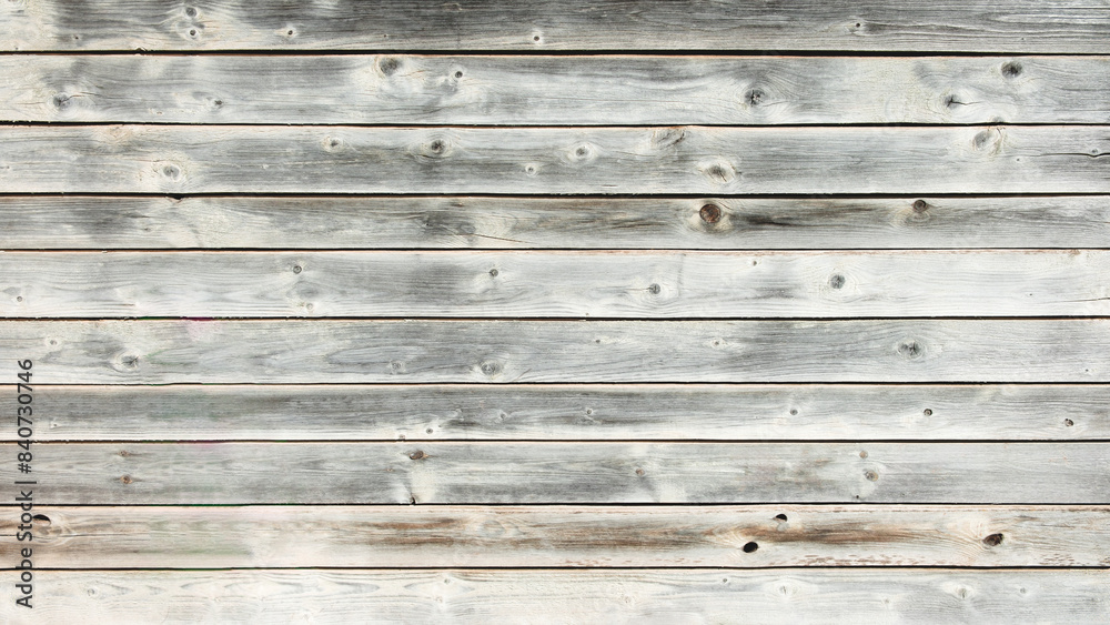 Poster A wooden board with a grainy texture and a few holes. The board is white and has a rustic feel to it