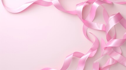Pink ribbon on plain background