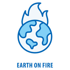 Earth on Fire Icon simple and easy to edit for your design elements