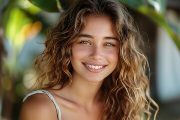 Fototapeta premium beautiful woman smiling at the camera 