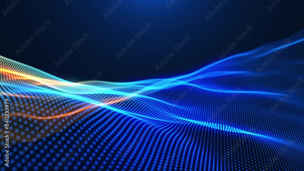 Canvas Prints smooth glowing digital waves seamless motion. yellow and blue gradient waves with soft light and bok