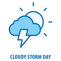 Cloudy Storm Day Icon simple and easy to edit for your design elements