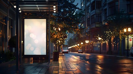 Obraz premium blank billboards at a bus stop on the street