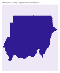 Sudan plain country map. Medium details. Solid style. Shape of Sudan. Vector illustration.