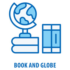 Book and Globe Icon simple and easy to edit for your design elements