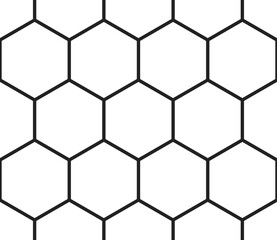 Abstract background with geometric mosaic shapes. Simple hexagon pattern with bold cells. Large hexagons. Seamless tileable vector illustration.