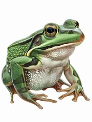 Fototapeta premium Green frog on the white background hyper realistic 