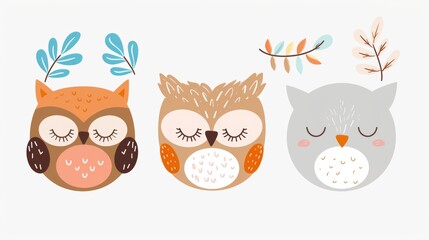 Obraz premium Owl. Flat vector illustration of cute animal. Baby nursery art.