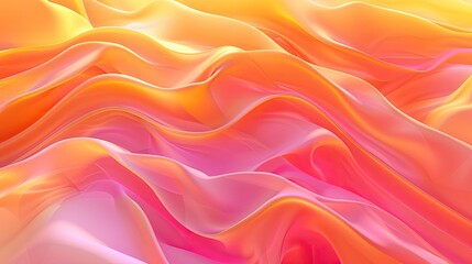 Obraz premium Abstract colorful fabric waves with vibrant shades of pink, orange, and yellow creating a soft flowing texture.