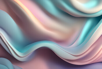 Fototapeta premium abstract 3D background showing waves with silky texture in soft pastel colors - wave illustration image background