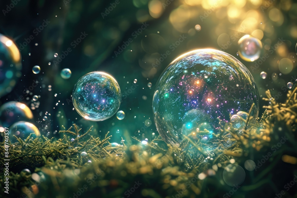 Aufkleber Sparkling magical light on palm, parallel universe where everyday objects have magical properties