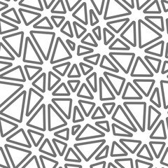 Fototapeta premium Triangles vector pattern. Medium triangles size. Solid Color style. Rounded triangles outlined. Repeatable pattern. Steel Gray Tones. Stylish vector tiles. Seamless vector illustration.