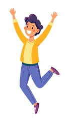 Joyful Jumping Boy Cartoon Vector Illustration