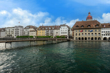 Historical city center in Lucerne, Switzerland