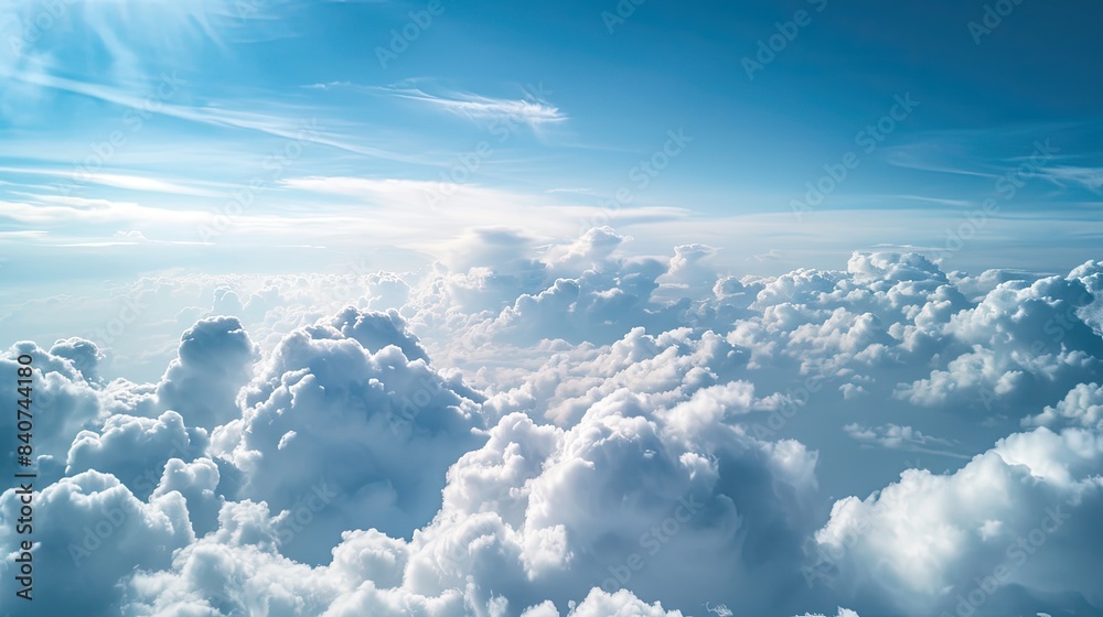 Poster fluffy white clouds blue sky, atmospheric images capturing interactions with surrounding clouds