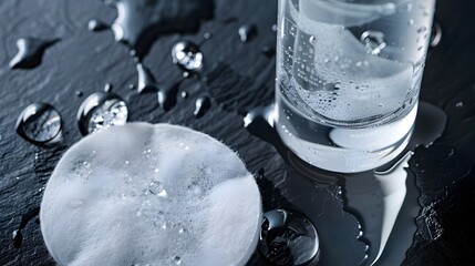 Exfoliating Skin with Salicylic Acid Toner and Cotton Pad in