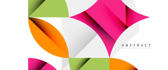 Minimal geometric elements on white. Petals, round triangles, star