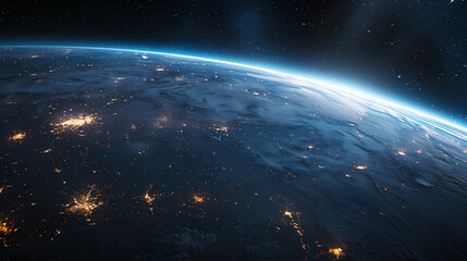 Obraz premium a minimalist wallpaper featuring Earth at night, drifting in space.