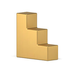 Metallic golden 3d stairs winner podium competition steps award champion realistic vector