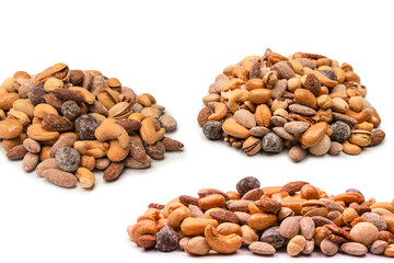 A group of almonds, pistachios, walnuts, macadamia, cashews.