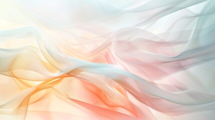 A delicate and airy abstract scene with soft pastels and gentle, flowing shapes, evoking the feeling of a light breeze on a spring day.