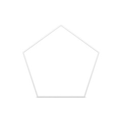 Pentagonal white glossy frame mathematical figure decorative 3d boundary element realistic vector