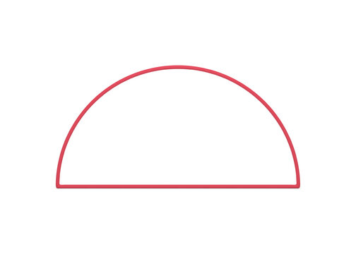 Red semicircle glossy geometric frame decorative basic foundation 3d element realistic vector