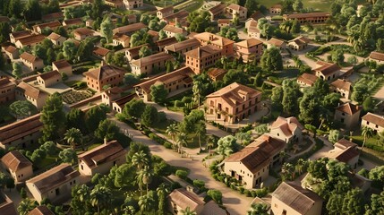 Fototapeta premium Vibrant Traditional Village Nestled in Lush Greenery,Reflecting Enduring Cultural Heritage