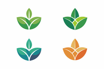 Three leaves tropical logo vector design