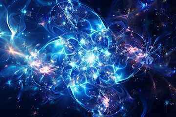 Light, star, fractal, design, pattern, art, blue, illustration, motion, spiral, wallpaper, color, energy, space, explosion, flower, texture, glow, bright, circle