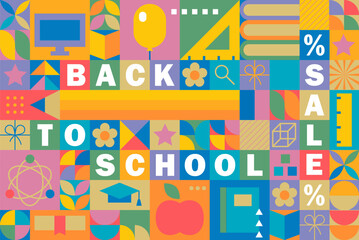 Back to school sale background. Geometric design