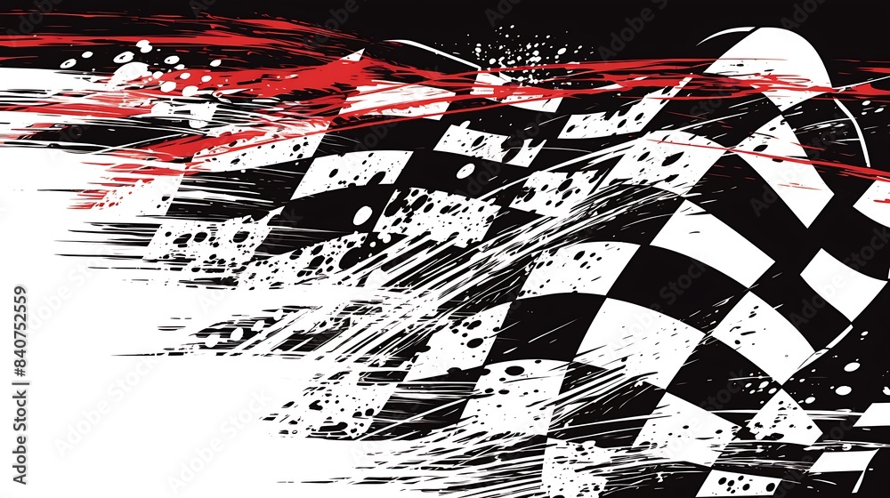Poster Racing background with checkered flag and abstract elements vector Illustration on white Background