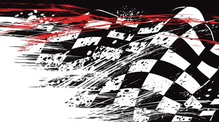 Racing background with checkered flag and abstract elements vector Illustration on white Background
