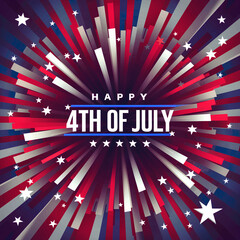Fototapeta premium 4th of July, Independence day - greeting design with USA patriotic colors firework burst rays