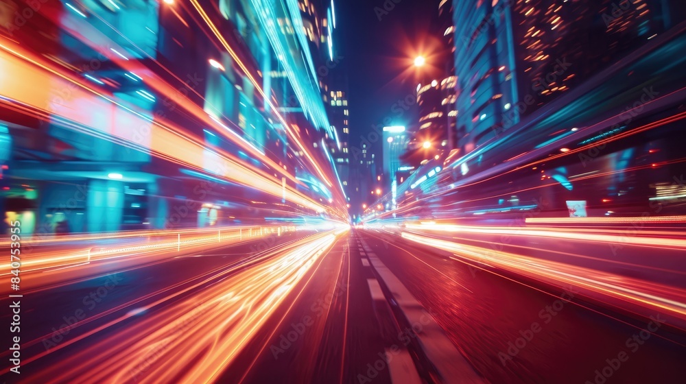 Poster vivid blue light beams, dynamic bokeh effects, dynamic shots showcasing movement and expansion of li