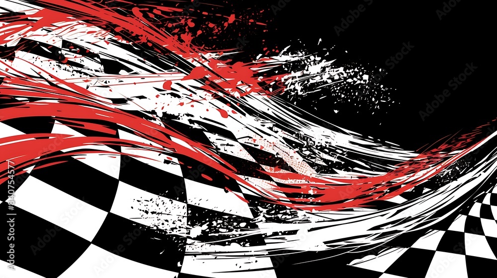 Aufkleber Racing background with checkered flag and abstract elements vector Illustration on white Background