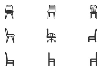 chair icon. Chair and Sofa icon. Furniture line icon set Vector illustration.