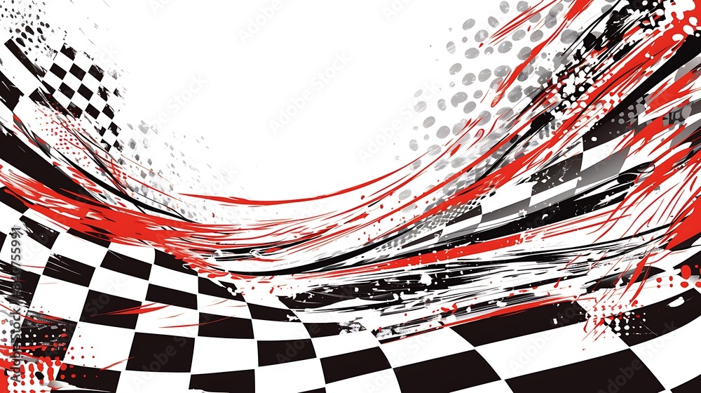 Aufkleber Racing background with checkered flag and abstract elements vector Illustration on white Background