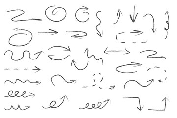 Charcoal or wax crayon doodles, on a white background. Hand drawing