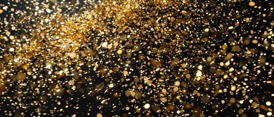 Swirling golden particles fill the dark background, creating a mesmerizing and enchanting scene of light and movement.