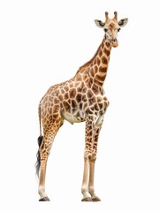 Fototapeta premium giraffe isolated on white background hyper realistic 